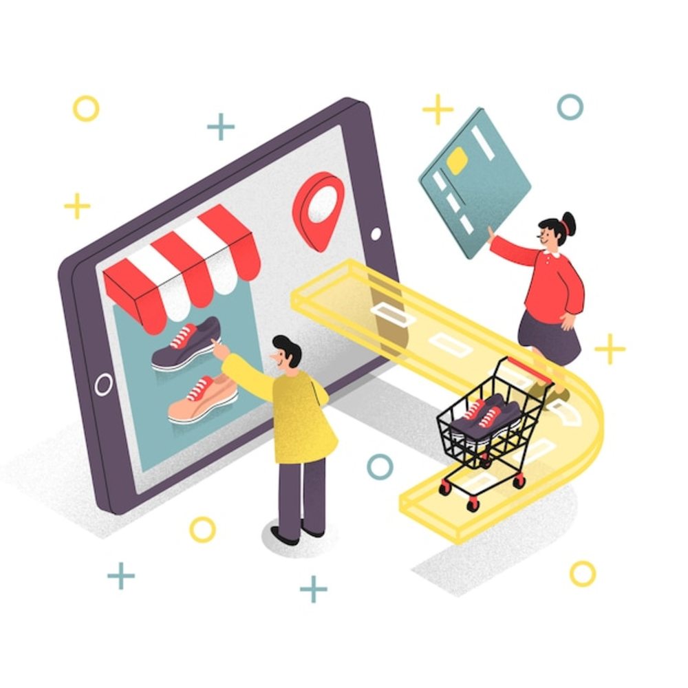 著陸頁的在線購物概念